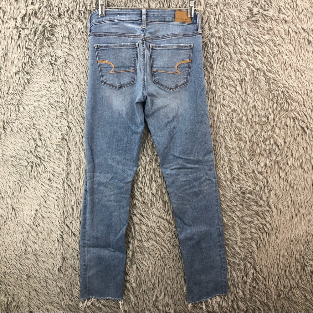 American Eagle Outfitters Jeans Womens Size 4 Long Stretch Raw Hem Skinny